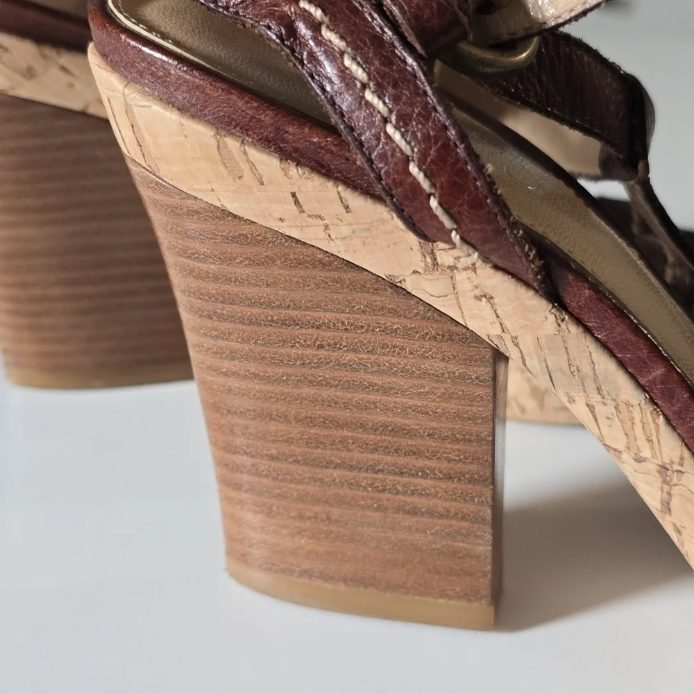 Vintage Franco Sarto Brown Leather Strappy Women's Sandals - Picture 7 of 13